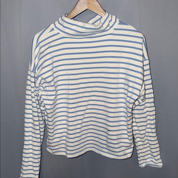 Vineyard Vines Funnel Neck Striped Long Sleeve Tee Coastal Organic Cotton Size M - Picture 4 of 7